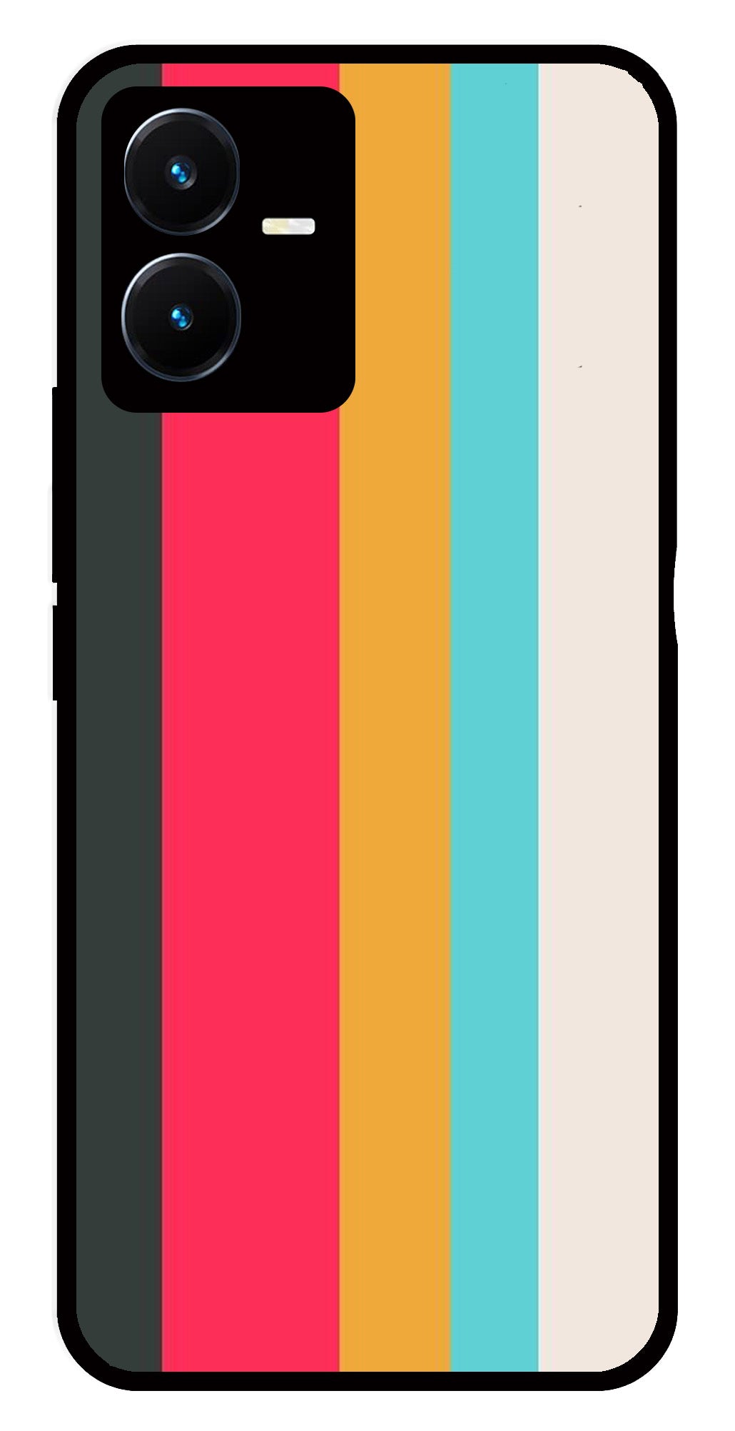 Muted Rainbow Metal Mobile Case for Vivo Y22   (Design No -31)