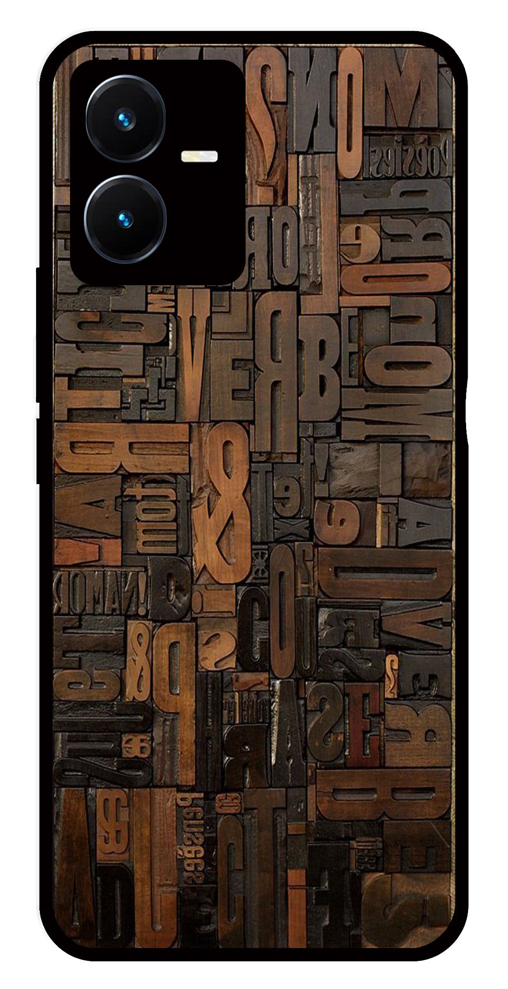 Alphabets Metal Mobile Case for Vivo Y22   (Design No -32)