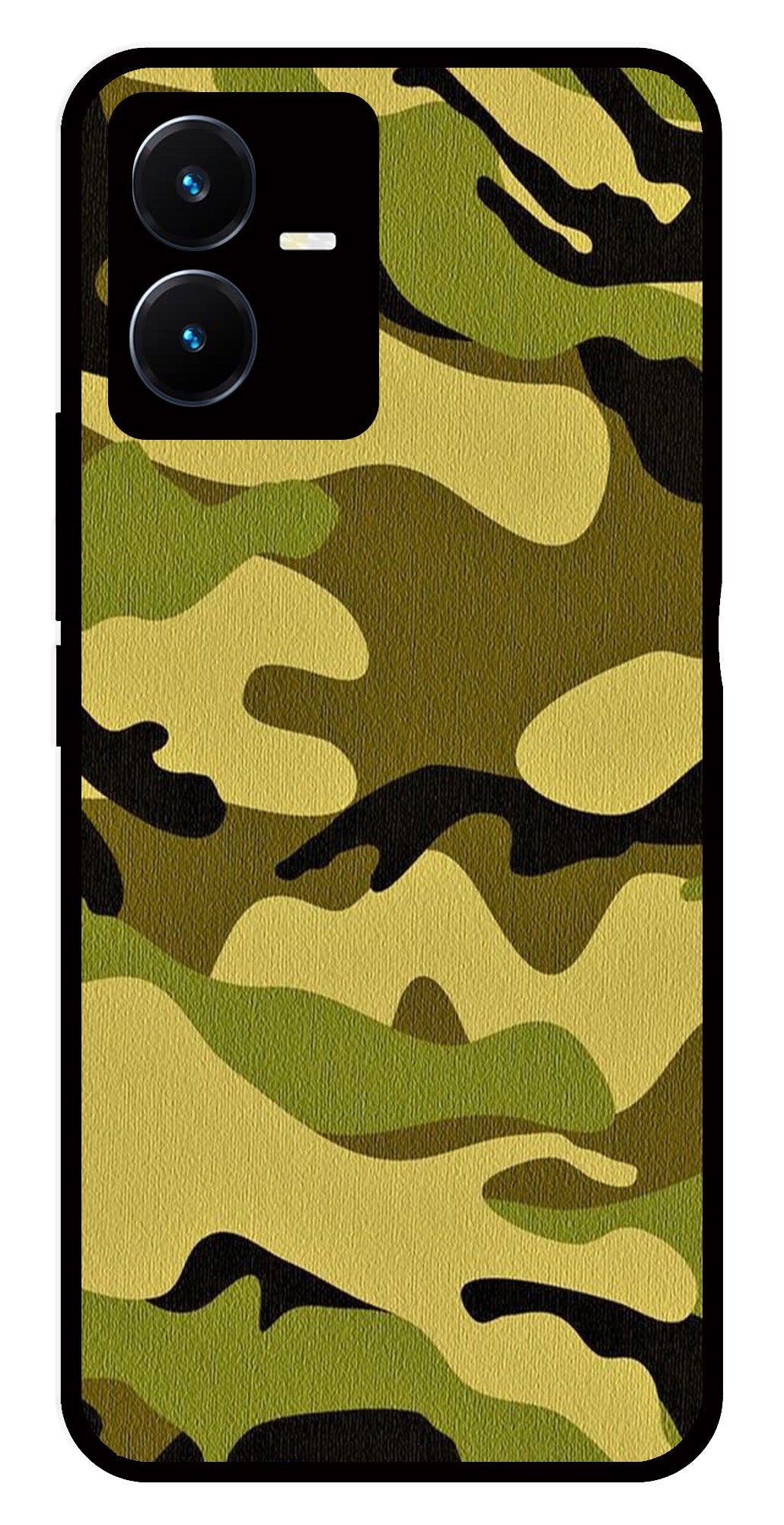 Army Pattern Metal Mobile Case for Vivo Y22   (Design No -35)