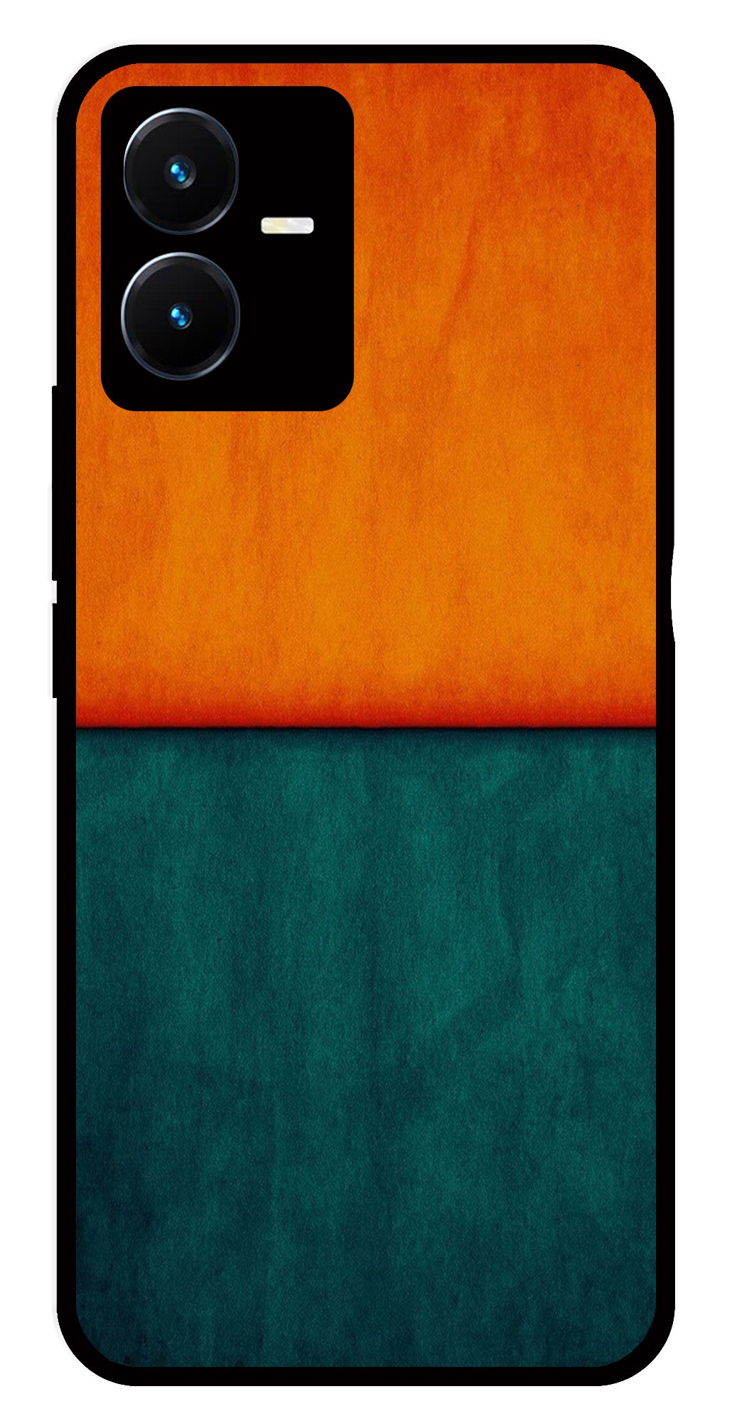 Orange Green Pattern Metal Mobile Case for Vivo Y22   (Design No -45)