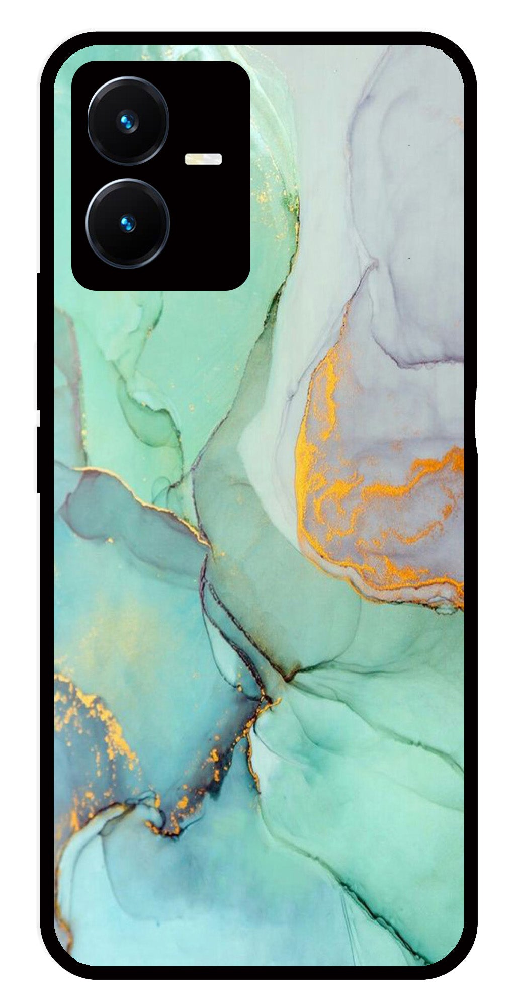 Marble Design Metal Mobile Case for Vivo Y22   (Design No -46)