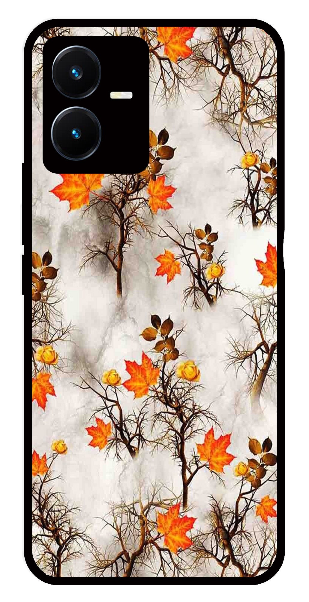 Autumn leaves Metal Mobile Case for Vivo Y22   (Design No -55)