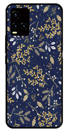 Floral Pattern  Metal Mobile Case for Vivo Y33s   (Design No -52)