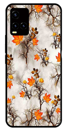 Autumn leaves Metal Mobile Case for Vivo Y33s   (Design No -55)